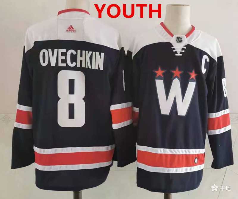 Youth Washington Capitals #8 Alex Ovechkin Navy Blue Adidas Stitched NHL Jersey